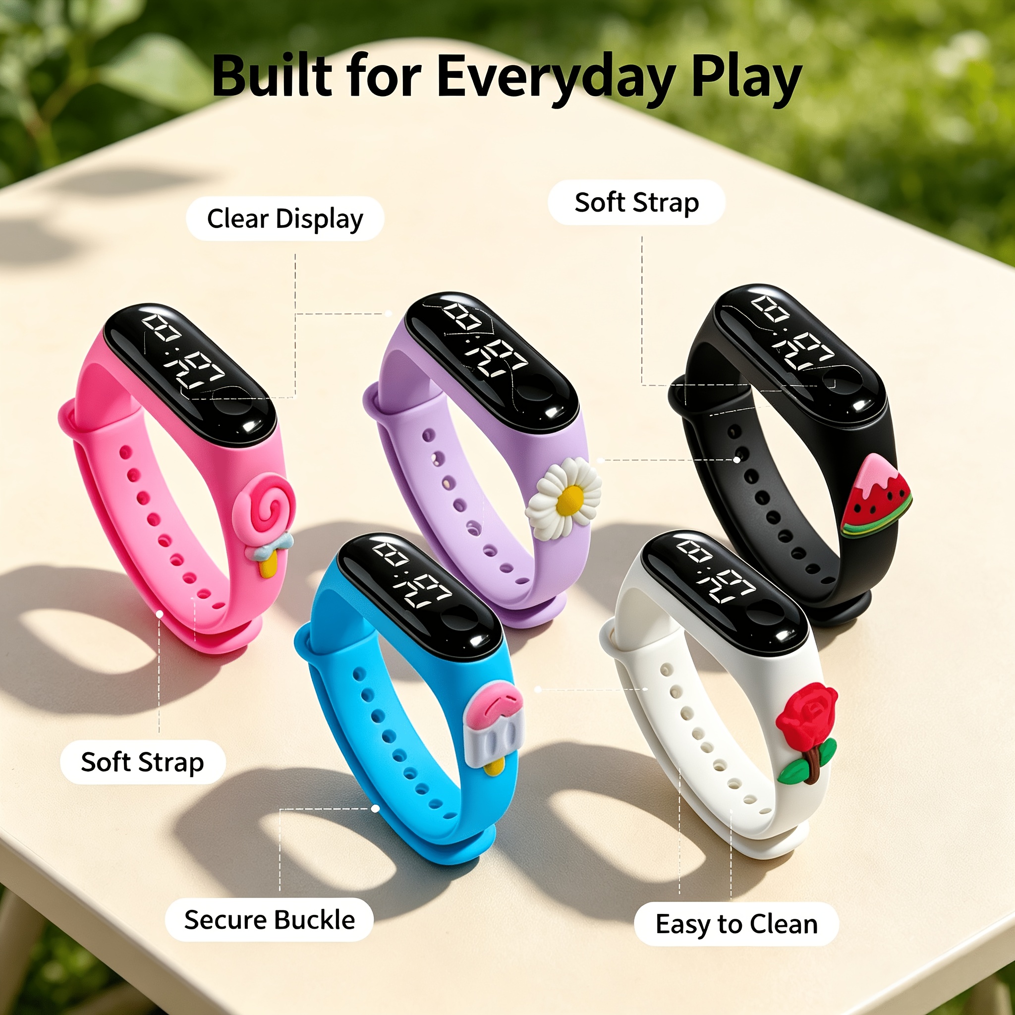 5pcs Animal Pattern Student Electronic Wristbands Set